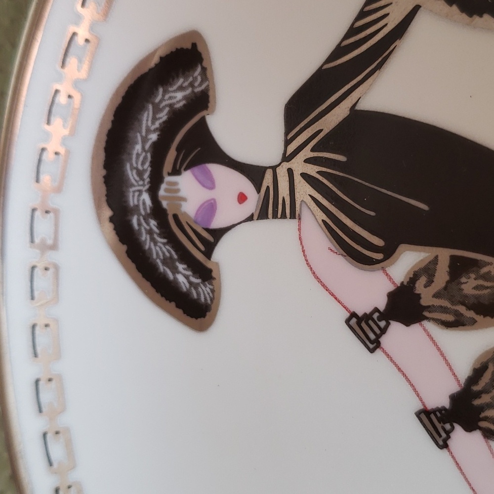 Vintage Limited Edition Erte Plate and Oversized Asian Fan Wall Decor 2-pc lot
